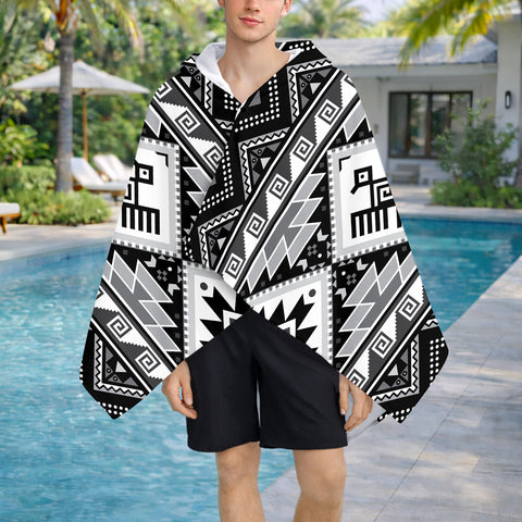 BLK0034 Thunderbird Native American Hooded Towel Poncho