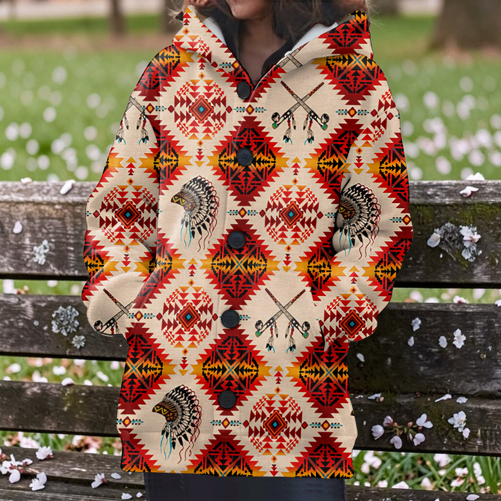 BLK0044 Native American Women Knitted Hooded Jacket