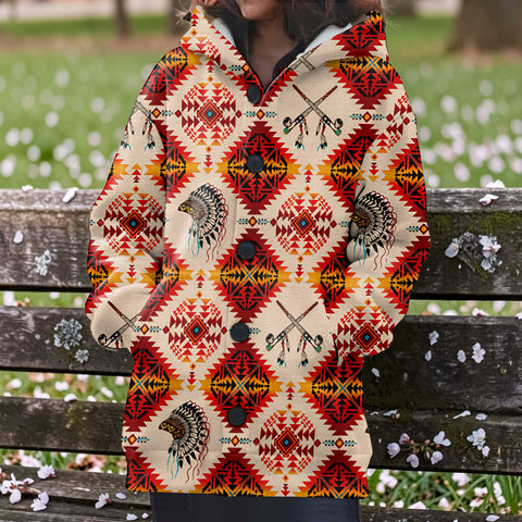 BLK0044 Native American Women Knitted Hooded Jacket