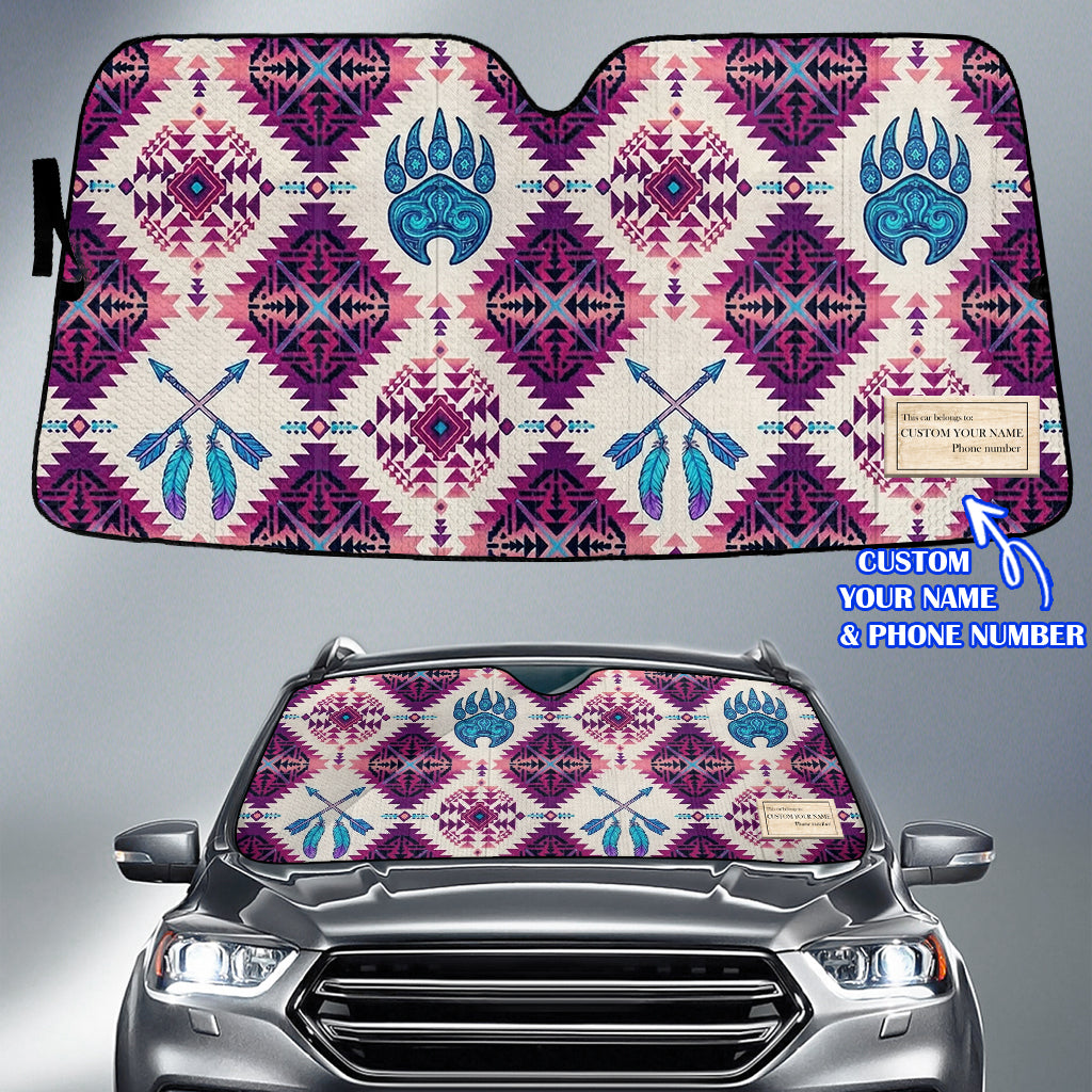 BLK0044v2 Bear Claw Custom Name Native American Auto Sun Shade