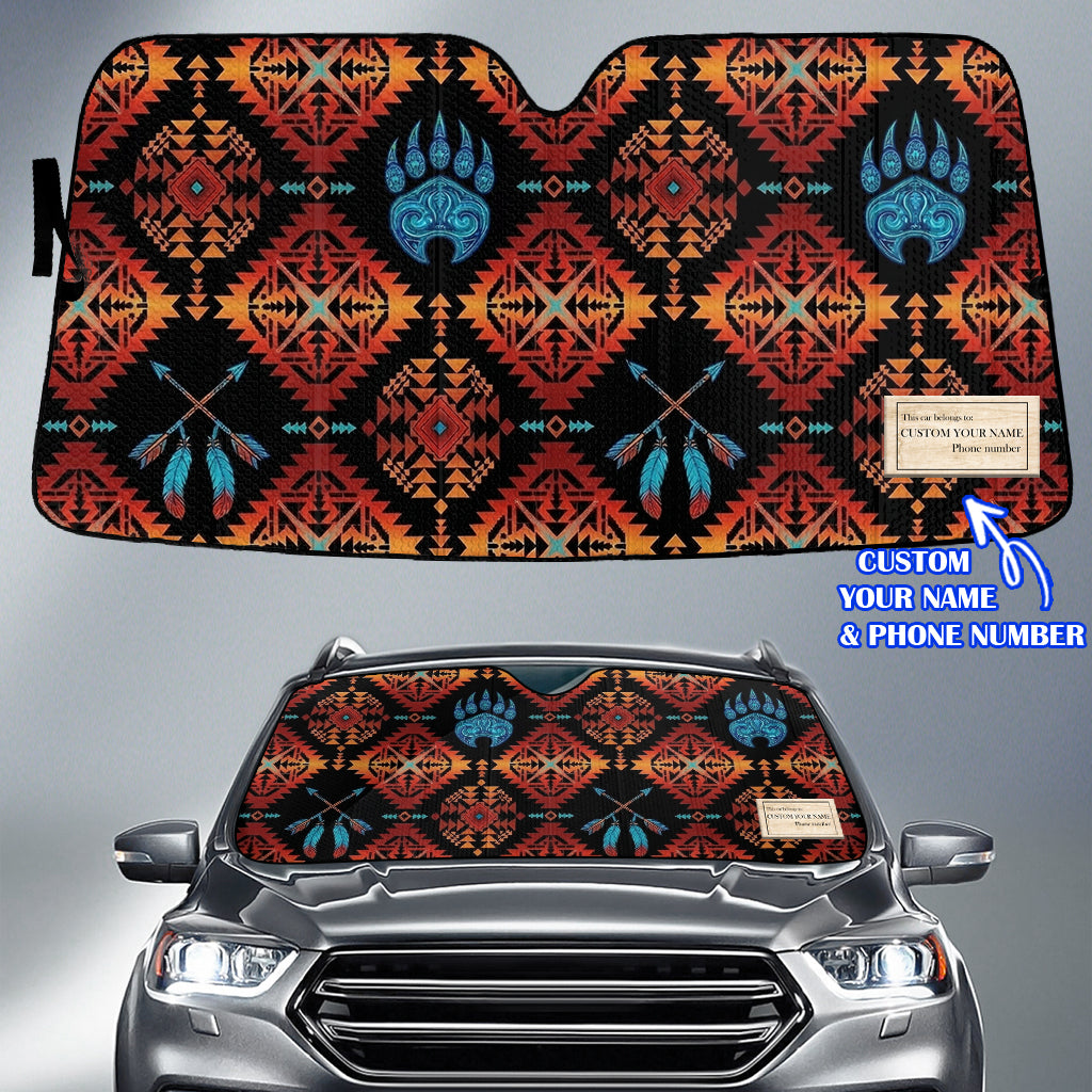 BLK0044v3 Bear Claw Custom Name Native American Auto Sun Shade