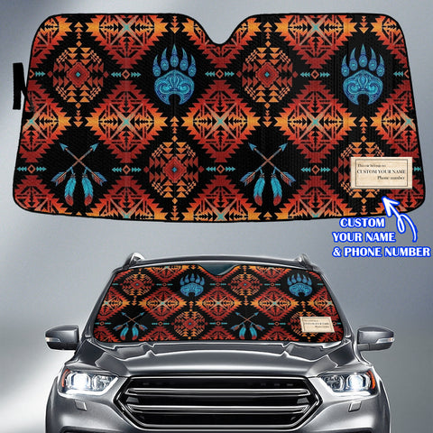 BLK0044v3 Bear Claw Custom Name Native American Auto Sun Shade