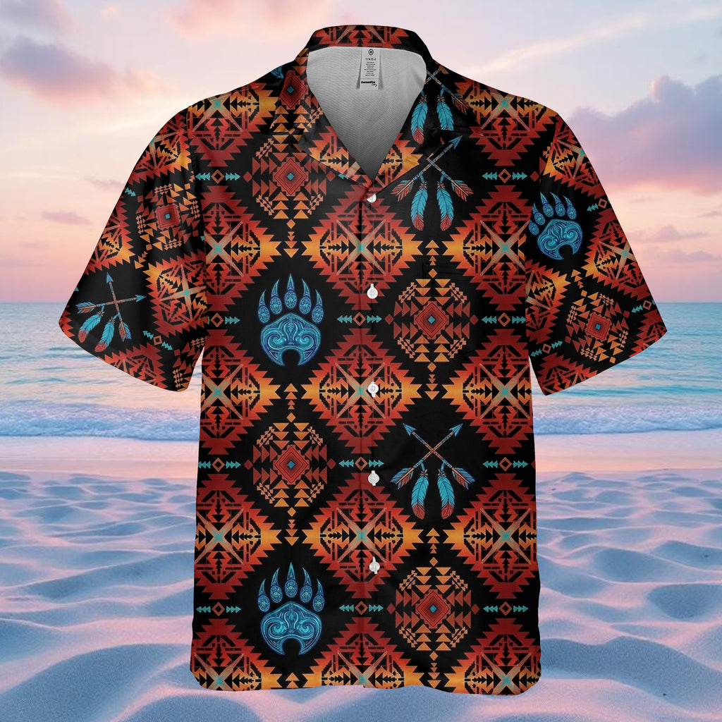 BLK0044v3 Bear Claw Native American Hawaiian Shirt 3D