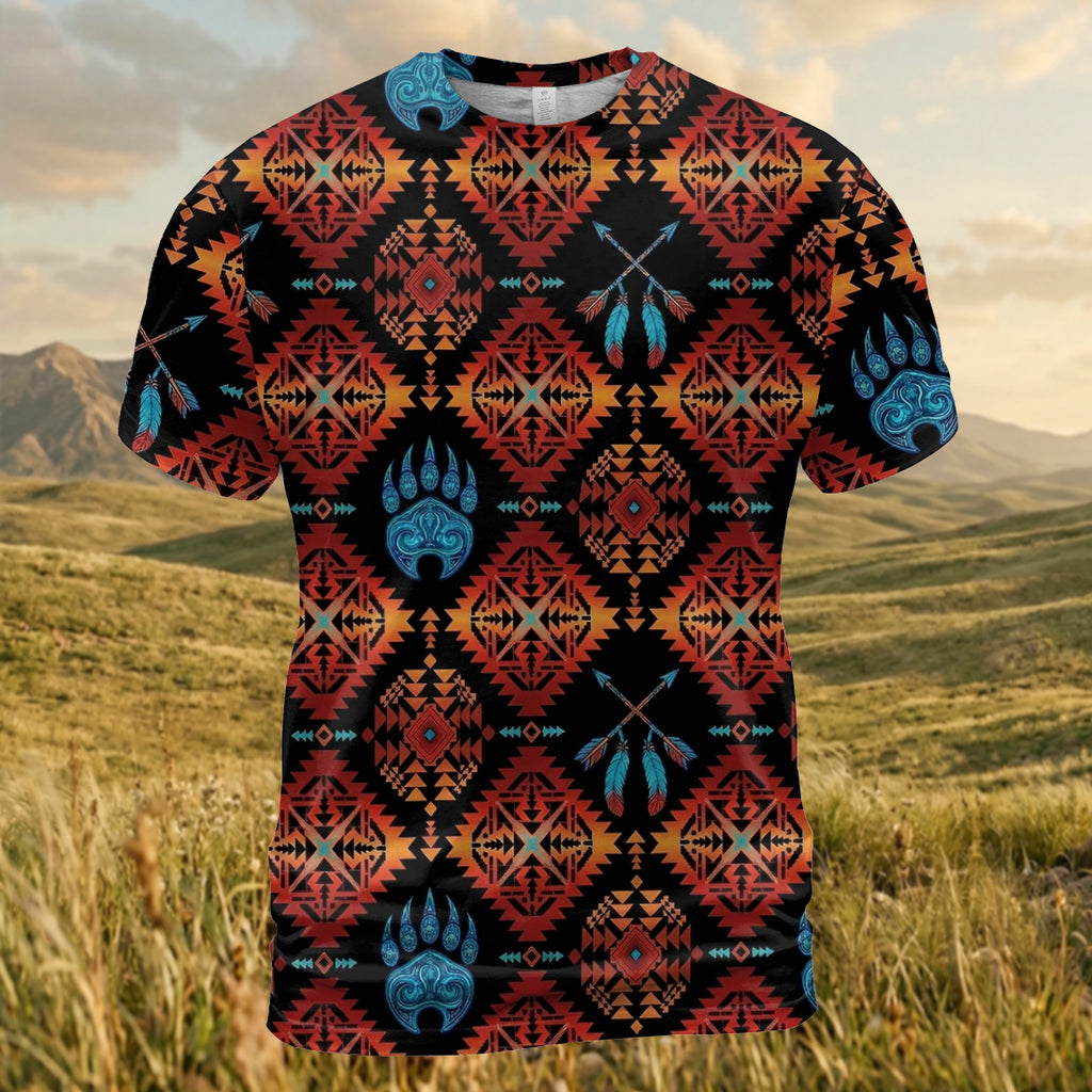 BLK0044v3 Bear Native American 3D T-shirt