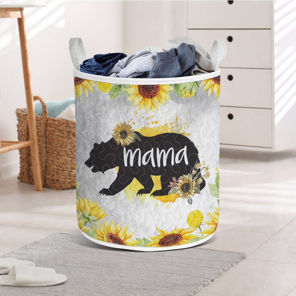 BR0037 Mama Bear Native American Quilted Laundry Basket