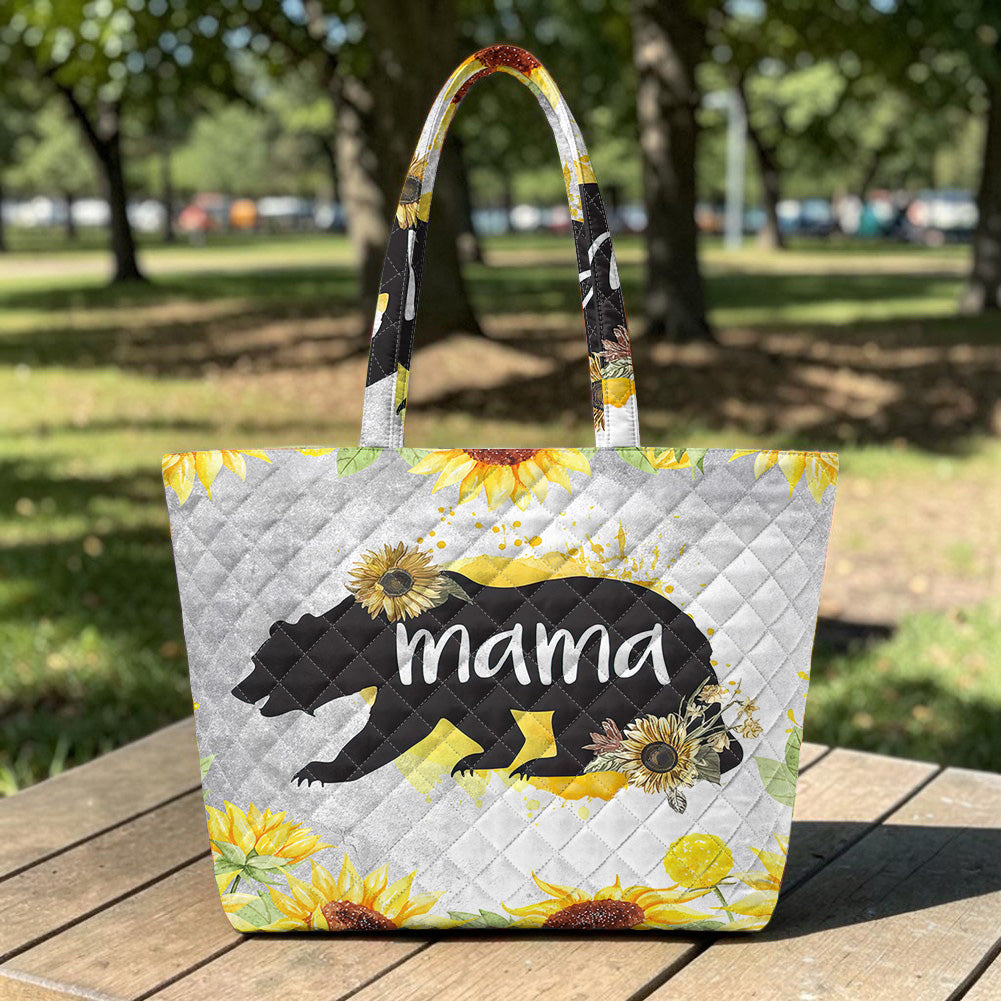 BR0037 Mama Bear Native American Quilted Shoulder Tote Bag
