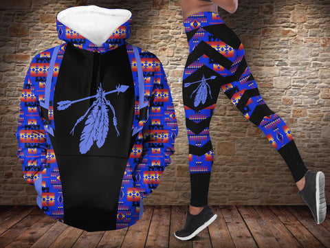 BS-000146v3 Feather Native American Hoodie Leggings Set