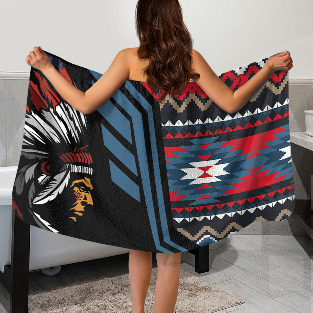 BS-000159 Native American Women Velcro Bath Towel with Pocket