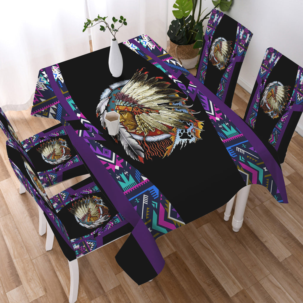 BS-000239 Chief Native American 5pcs Dining Table Set - Tablecloth