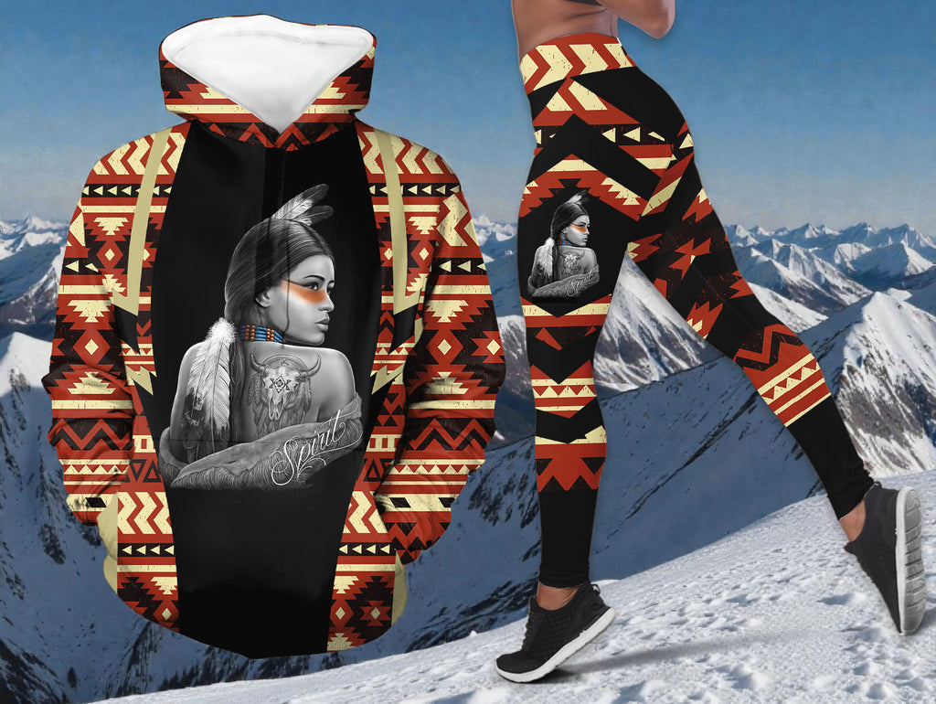 BS-000241v3 Woman Native American Hoodie Leggings Set