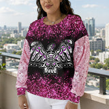 BS-00024v2 Thunderbird Native American Women Sequin Sleeve Sweatshirt