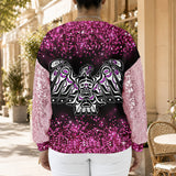 BS-00024v2 Thunderbird Native American Women Sequin Sleeve Sweatshirt