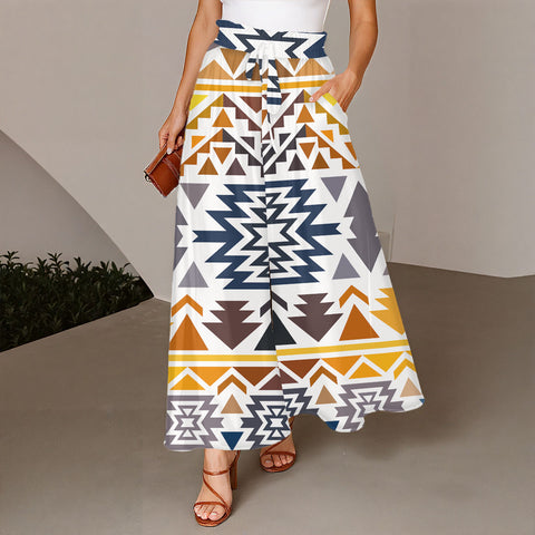 BS-000266 Native American Women Ruffled Wide-Leg Pants