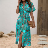 BS-000299 Native American Women Shirt Dress with Waist Tie