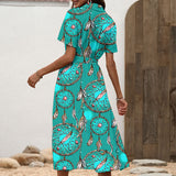 BS-000299 Native American Women Shirt Dress with Waist Tie