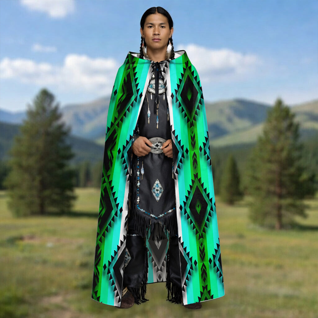 BS-000312v2 Native American AOP Unisex Hooded Cloak for Kids and Adults