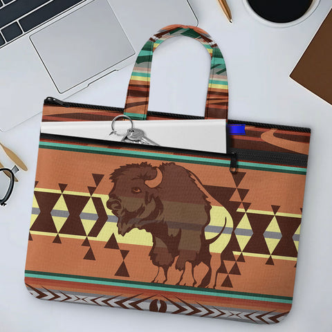 BS-00031 Bison Native American Canvas Document Bag