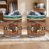 BS-00031 Bison Native American Quilted Laundry Basket