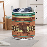 BS-00031 Bison Native American Quilted Laundry Basket