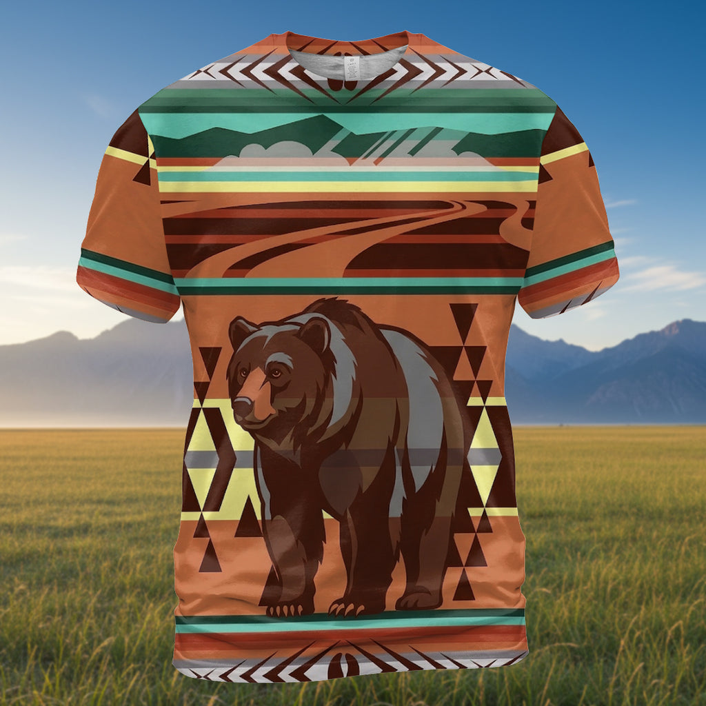 BS-00031v2 Bear Native American 3D T-shirt