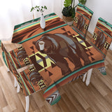 BS-00031v2 Bear Native American 5pcs Dining Table Set - Tablecloth