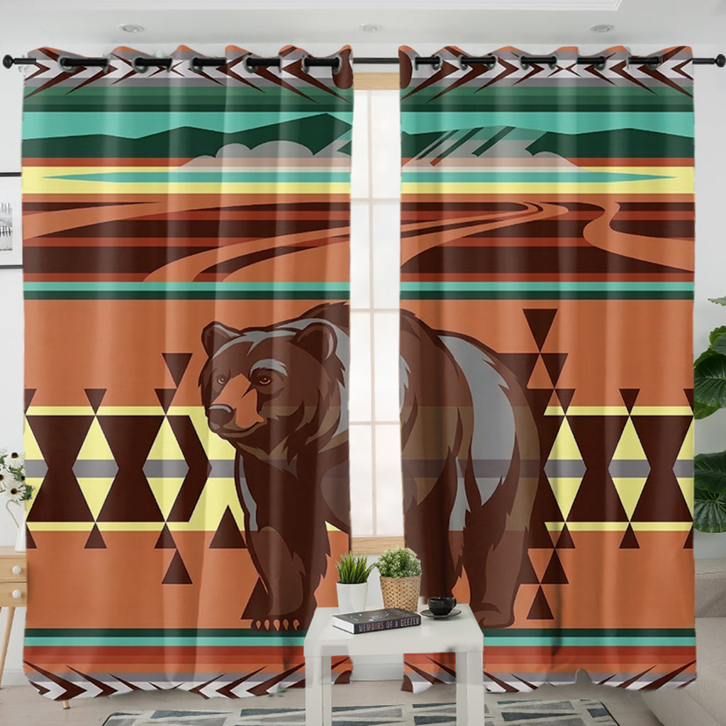 BS-00031v2 Bear Native American Living Room Curtain