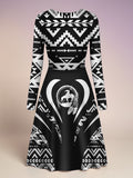 BS-000335 Native American V-Neck Long Sleeve Dress