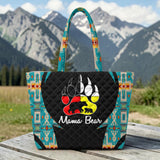 BS-000356 Mama Bear Native American Quilted Shoulder Tote Bag