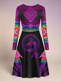BS-000360 Native American V-Neck Long Sleeve Dress