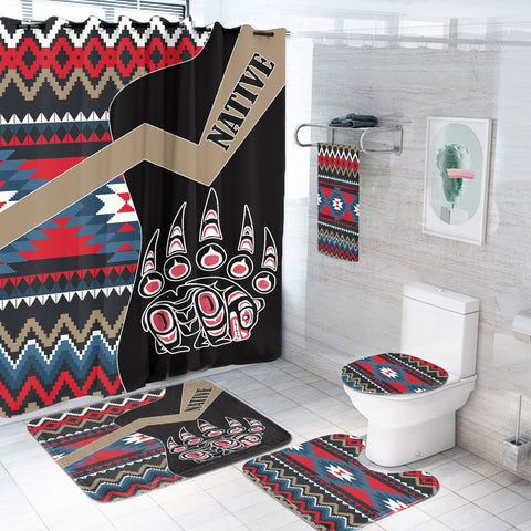 BS-000422 Foot Bear Native American  Bathroom Set