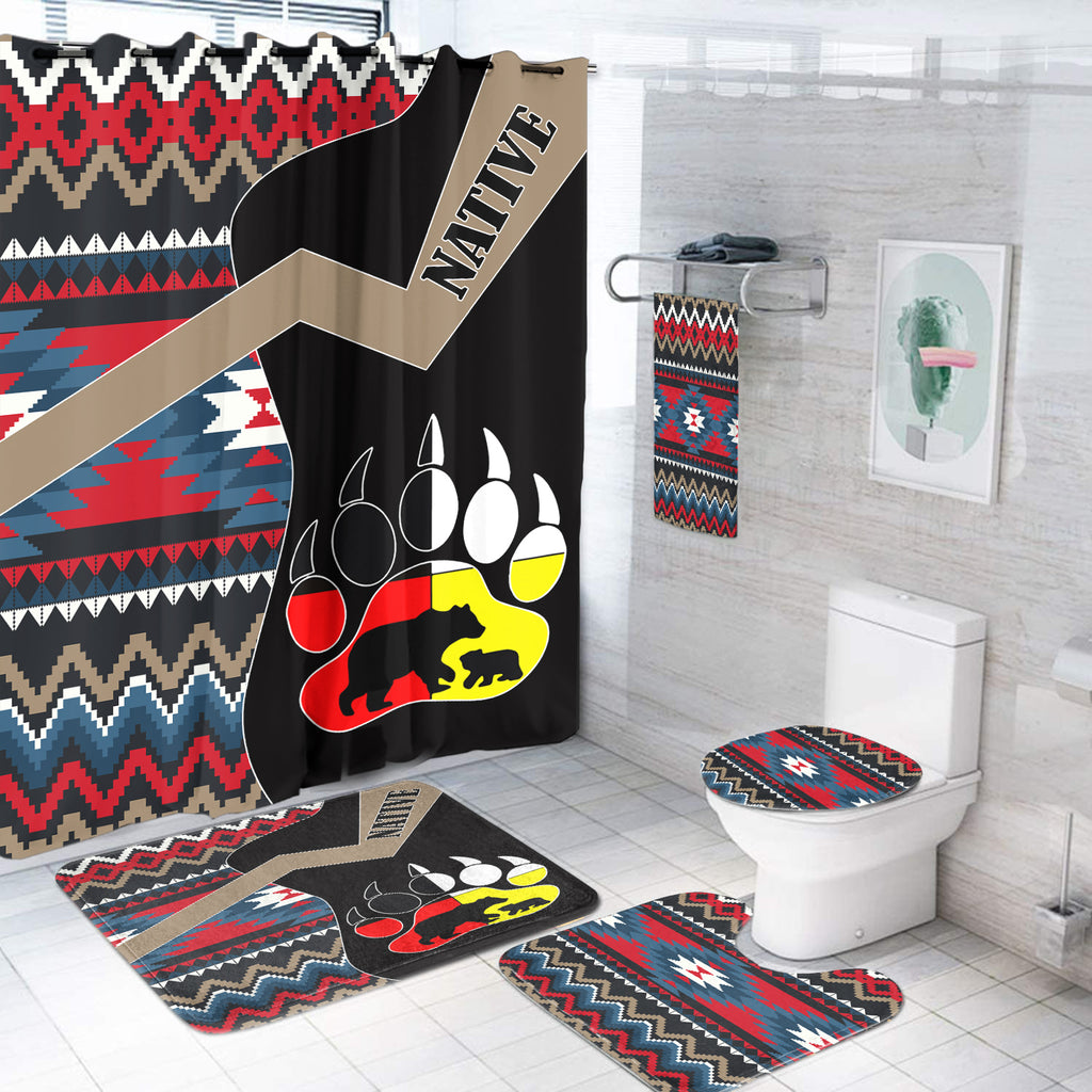 BS-000423 Foot Bear Native American  Bathroom Set