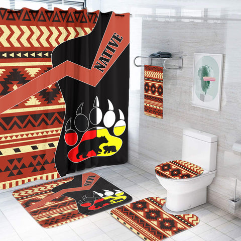 BS-000424 Foot Bear Native American  Bathroom Set