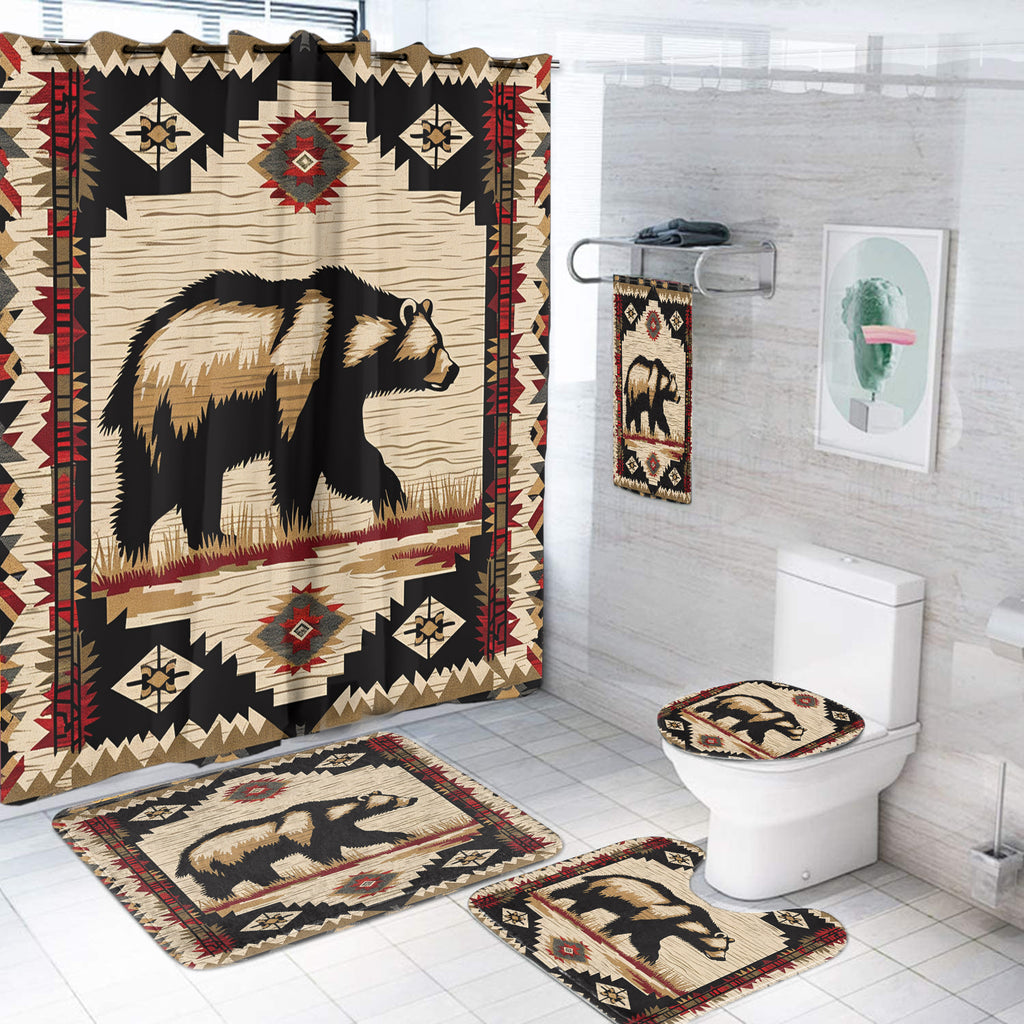 GB-NAT00900  Bear Pattern Native American  Bathroom Set