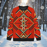 BS-00053 Native American Unisex Drop-shoulder Knitted Fleece Sweater