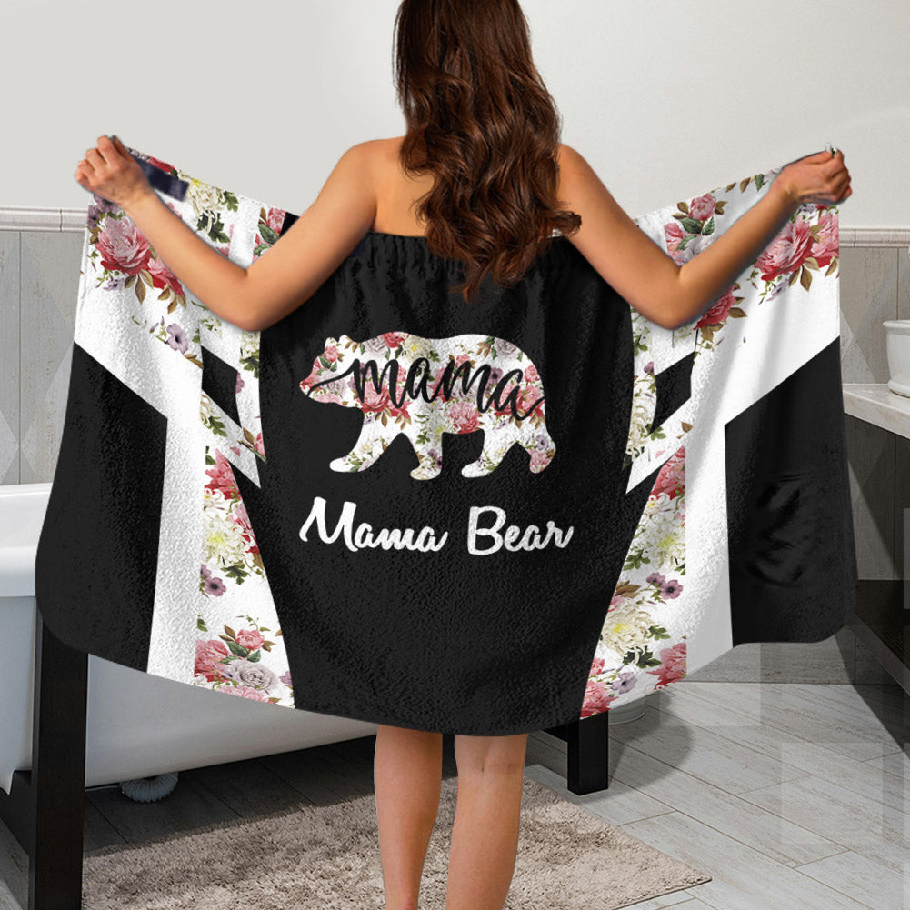 BT250312M11 Mama Bear Native American Women Velcro Bath Towel with Pocket