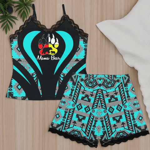BT250312M14 Native American Women Cami Home Suit With Lace Edge