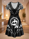 BZT63-0307M03 Trail of Tears Native American V-neck Neck Dress