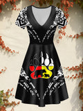 BZT63-0307M03v2 Mama Bear Native American V-neck Neck Dress