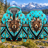 Bear Chief Native American-Inspired 3D Fleece Hoodie HWm042