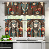 Bear Chief Native American Curtain Valance and Kitchen Tiers Set DS260710M15
