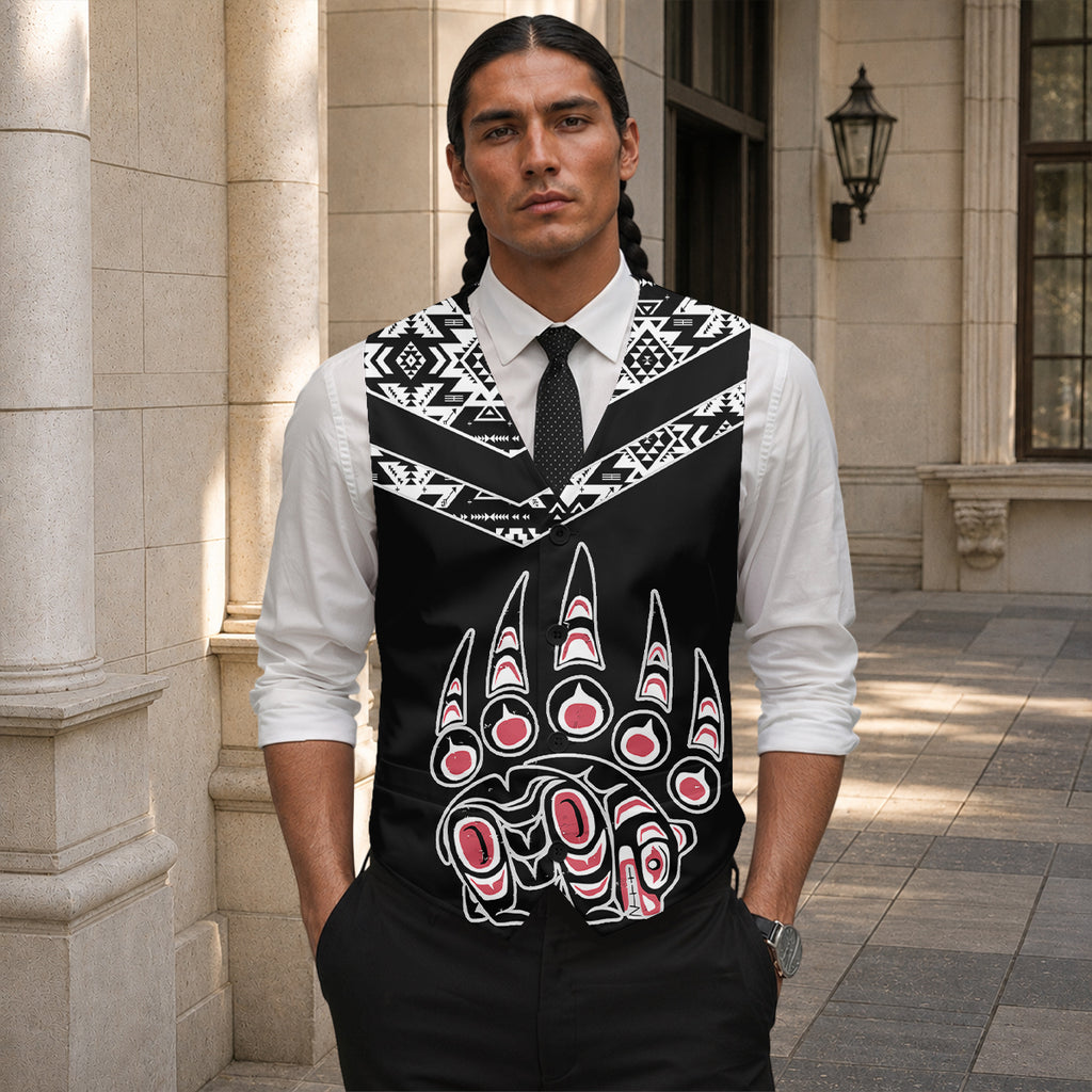 Bear Clan Native American Suit Vest Jacket Print Front & Back GB-HW000557
