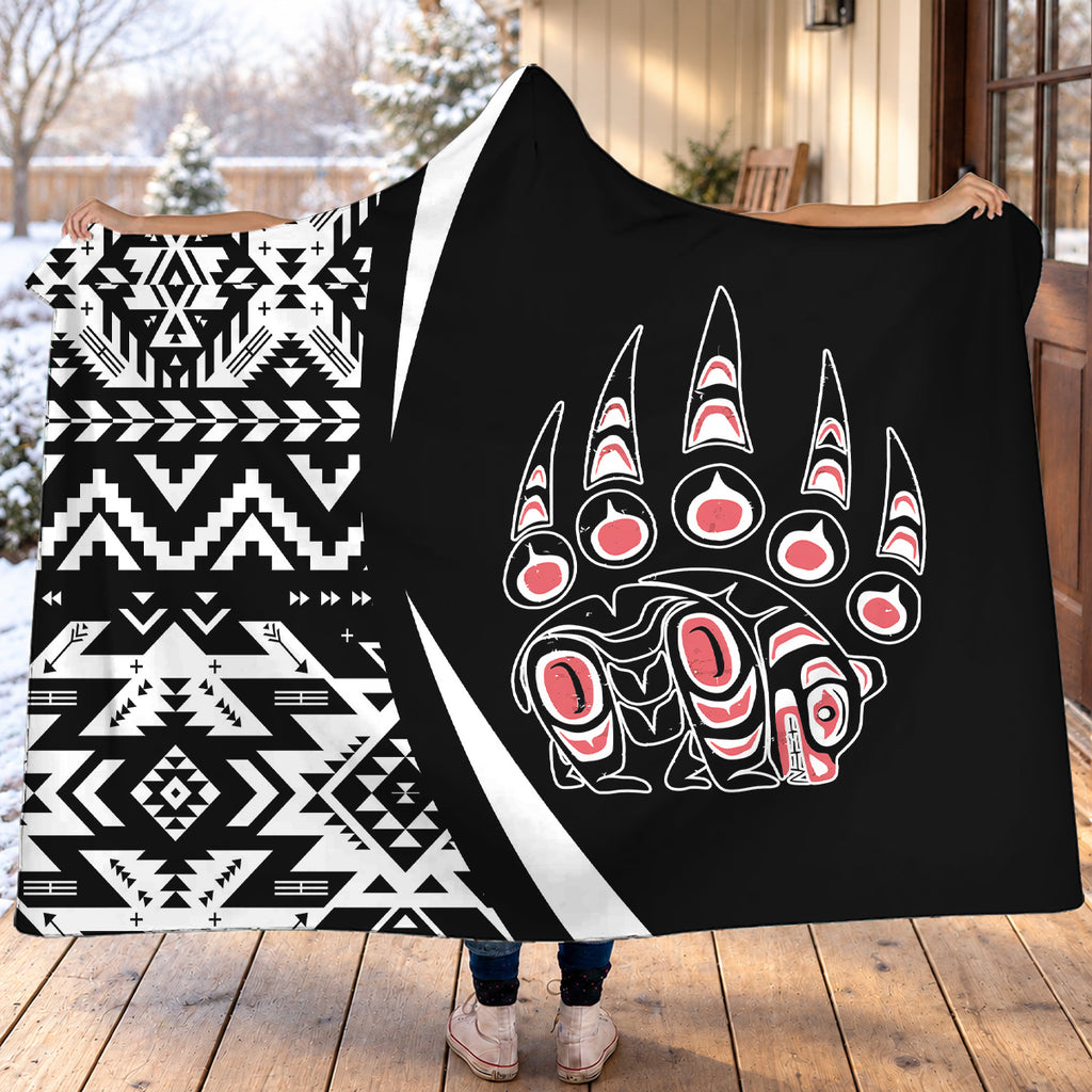 Bear Claw Symbol Native American-Inspired Hooded Blanket GB-HW000769
