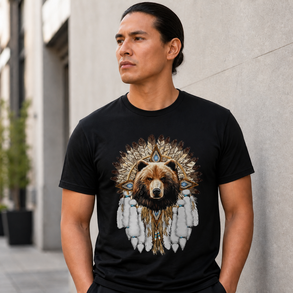 Bear Dreamcatcher Feather Native American-Inspired 2D T-Shirt TSm009