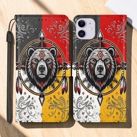 Bear Medicine Native American-Inspired Leather Wallet Phone Case DS260731M01