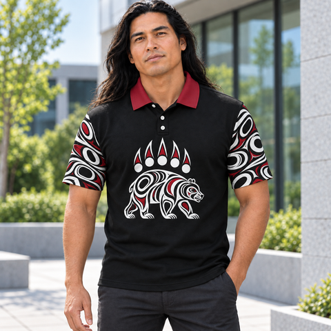 Bear Paw Art Native American-Inspired Polo T-Shirt 3D PLm004