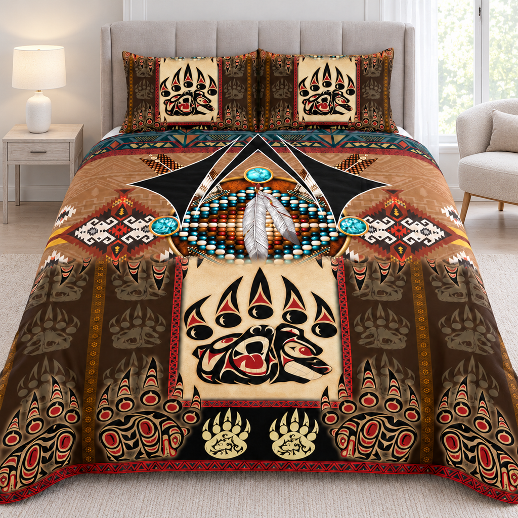 Bear Paw Totem Native American-Inspired Bedding Set SH251118M10