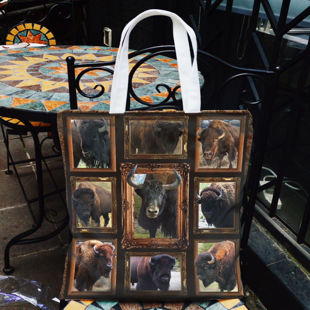 Bison Buffaloes Native American Pocket Canvas Bag