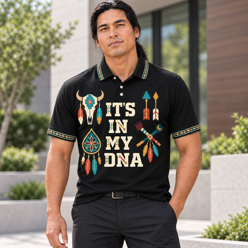 Bison Dreamcatcher Heritage DNA Art Native American-Inspired Polo T-Shirt 3D PLm019