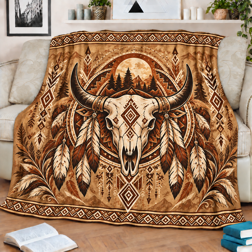 Bison Moon Native American-Inspired Blanket BLm003