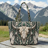Bison Skull Native American Quilted Shoulder Tote Bag DS260724M10